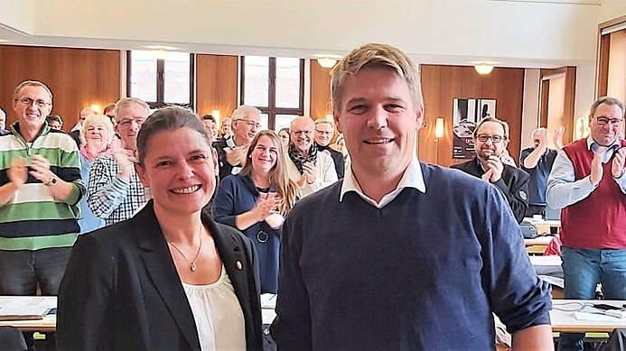 Agnes Becker und Tobias Raff nach der Wahl als Spitzenkandidaten für die Landtagswahl