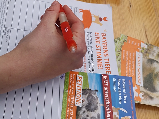 Unterschriftenliste Tierschutz-Petition